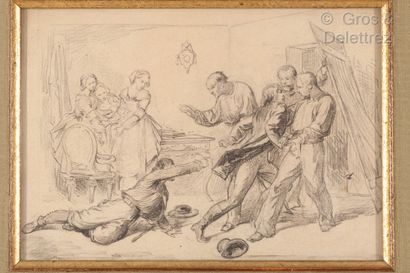 null French School 

Fight in an inn 

Meeting in an 18th century interior

Two pencils...