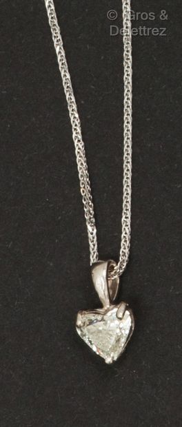 Chain and pendant in white gold, decorated...