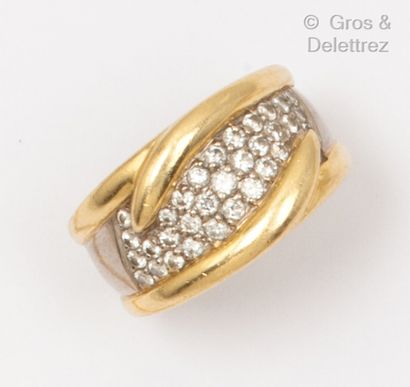 Yellow and white gold ring, set with branches...