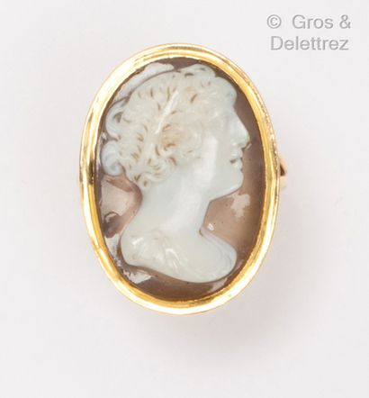 Yellow gold ring, with a cameo on agate representing...