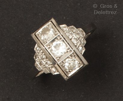 A platinum ring with a geometrical design...