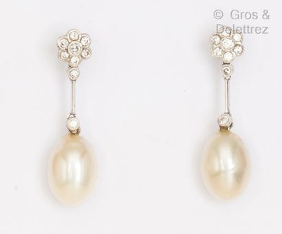 Pair of white gold earrings, consisting of...