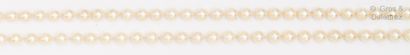 null Necklace made of a row of cultured pearls. Clasp with ratchet in yellow gold...