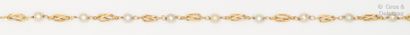 null Yellow gold chain, decorated with cultured pearls. Length : 47 cm. Gross weight:...