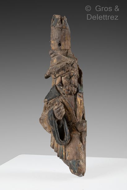 null Carved, polychromed and gilded oak figure, part of an altarpiece.

Antwerp,...