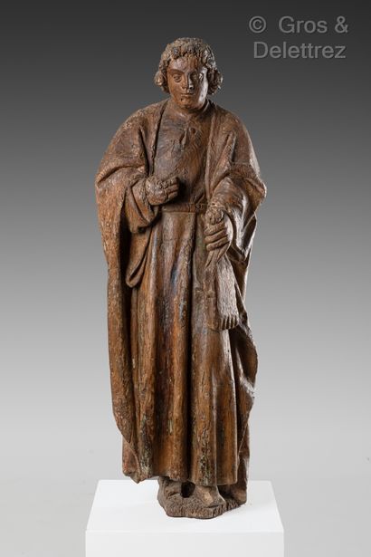 Saint Jean en bois sculpté avec restes de...