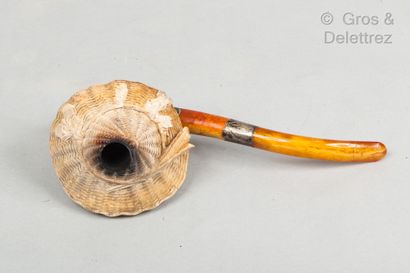 null Important meerschaum pipe carved with a Moor's head with silver mounting

Size...