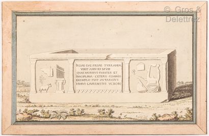 null Attribué à Antoine Raspal (1738-1811)	

Un sarcophage à l’antique	

Plume et...