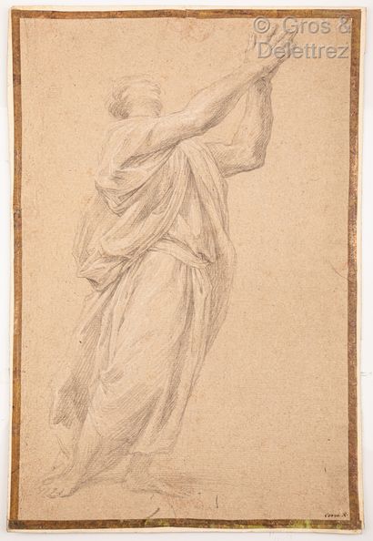 null Domenico Corvi (1721-1803)	

Homme drapé, les deux bras levés	

Pierre noire,...