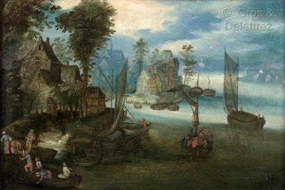 null Martin Ryckaert ( 1587 - 1631 )	

Village au bord d’un fleuve	

Cuivre	

Hauteur...