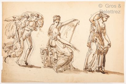 null Attribué à Louis Masreliez (1748-1810)	

Frise antique avec Minerve et Hercule...