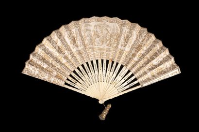 null Three fans, circa 1840-1850 *The first, the double lithographed paper sheet...