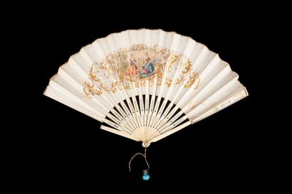 null Three fans, circa 1840-1850 *The first, the double lithographed paper sheet...