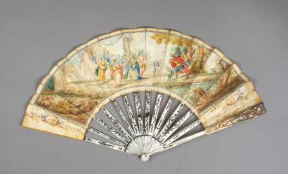  The Warrior's Welcome, Europe, ca. 1770-1780 Folded fan, the skin sheet, mounted...