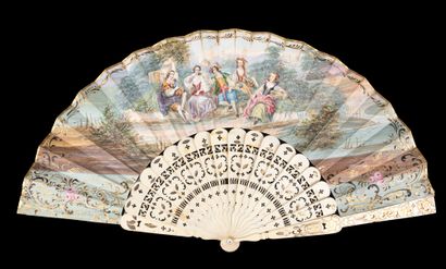 null Two fans, 18th-19th century *One, the double sheet of lithographed paper of...