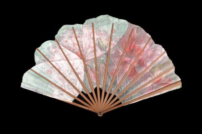 null carnations and butterfly, Europe, ca. 1900
Fan, the fabric leaf painted with...