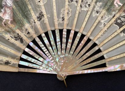 null Birds as Messengers of Love, Europe, ca. 1900
Folded fan, the mechanical lace...