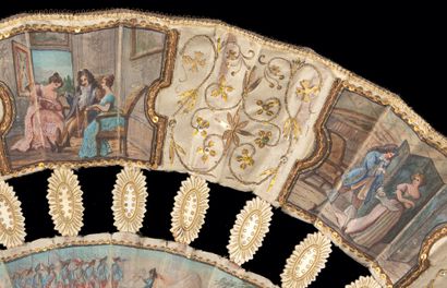 null The court of Louis XIV, Europe, circa 1900
A folded fan, known as a "cabriolet",...