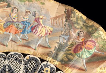 null Les danseuses, Europe, vers 1850-1860
Éventail plié, la feuille double en papier...