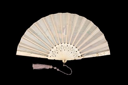 null The girl and the doves, Europe, ca. 1920
Folded fan, the silk leaf painted with...