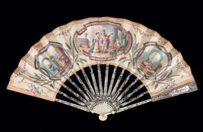 null The Spanish Guitarist, ca. 1770-1780
Folded fan, the silk sheet painted with...
