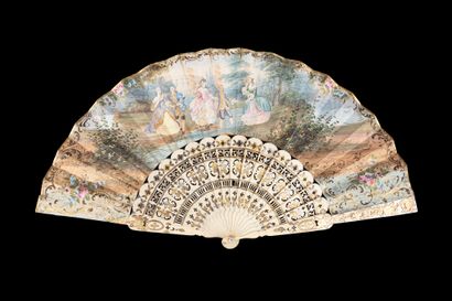 null Two fans, 18th-19th century *One, the double sheet of lithographed paper of...