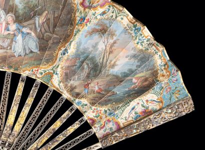 null The Sweet Scent of Flowers, ca. 1770-1780
Folded fan, the skin sheet painted...