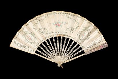 null Mother-of-pearl and silk garments, Europe, ca. 1770-1780
Folded fan, the silk...