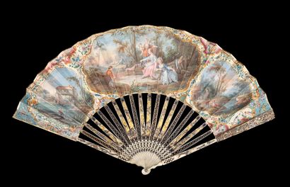 null The Sweet Scent of Flowers, ca. 1770-1780
Folded fan, the skin sheet painted...