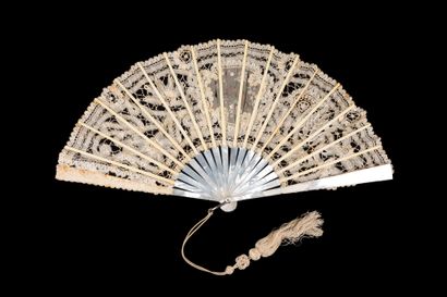 null Two fans, Europe, late 19th century *The first, the painted gauze leaf of a...