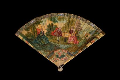 null Concert in the garden, Europe, ca. 1700-1720
Broken type fan in painted and...
