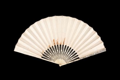 null La partie de boules, circa 1790-1800
Original folded fan, the skin sheet painted...