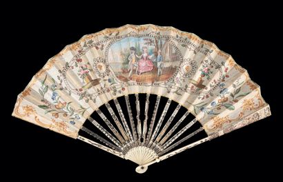 null The Cook, ca. 1780
Folded fan, the cream silk leaf painted with tulips and bouquets...