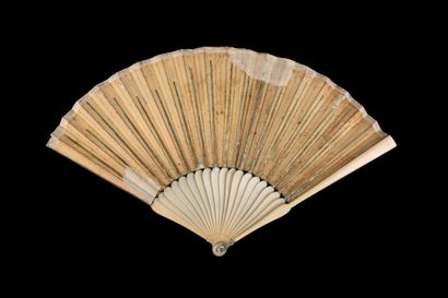 Dans le goût de Watteau, Europe, vers 1690-1700 
Folded fan, the leaf in skin, mounted...
