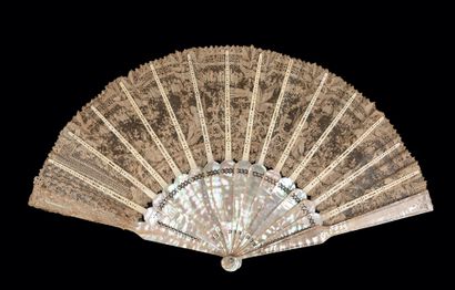 null Bird of Paradise and Lovers, Europe, ca. 1880-1890
Folded fan, the needle lace...