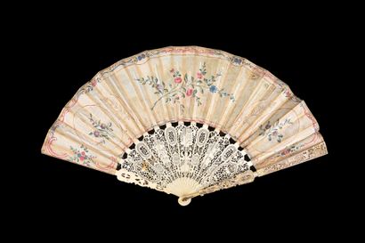 null La visite à la nourrice, circa 1780
Folded fan, the cream silk sheet painted...