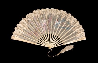 null Two fans, Europe, late 19th century *The first, the painted gauze leaf of a...