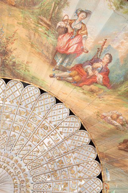 null Musette player and shepherdess, Europe, ca. 1860
Folded fan, the leaf in painted...