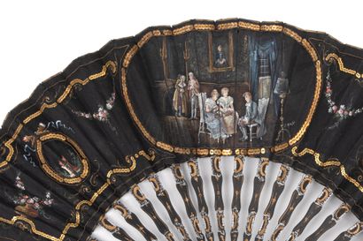 null Conversation in a salon, Europe, ca. 1920
Folded fan, the black silk sheet painted...