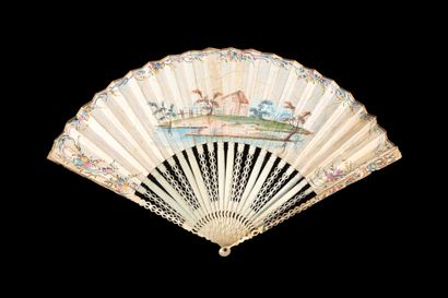 null Small trades, and trompe-l'oeil of lace, circa 1760
Folded fan, the double sheet...