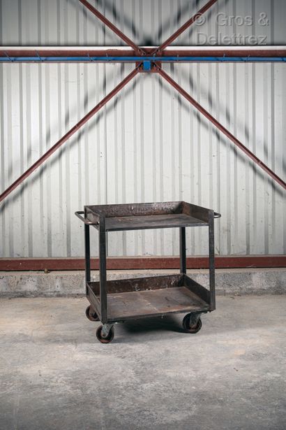 null Iron furniture with two trays resting on four casters.

Height : 90 cm