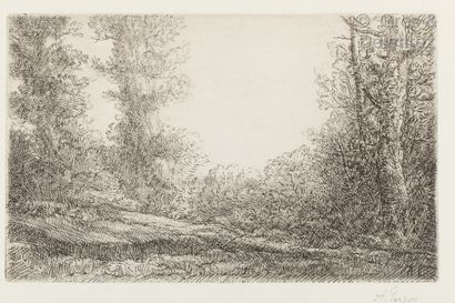 null Alphonse LEGROS (1837 - 1911)

-Trees in the countryside 11,1 x 20 cm.

-Boat...