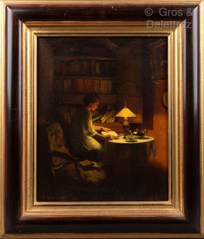 Marcel RIEDER (1862-1942) Reading Oil on...