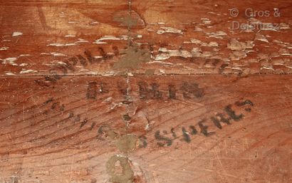 null 
Mahogany tric-trac table 
Stamp in ink 38100 and stencil mark of the antiques...