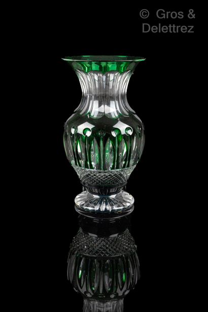 null Saint Louis. Vase baluster out of cut crystal doubled green model Tommy. Height...