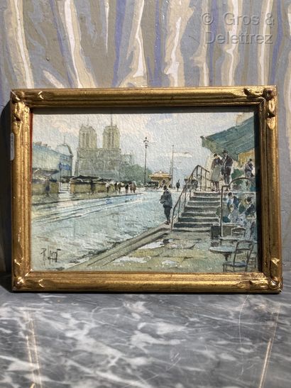 René LEVERD ( 1872-1938) View of Notre-Dame...