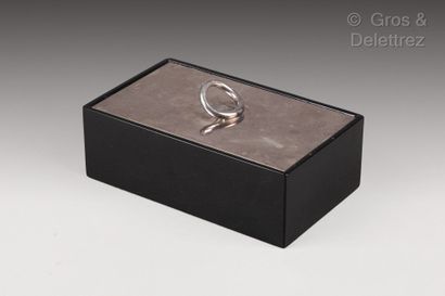 Christofle. Rectangular box in black lacquered...
