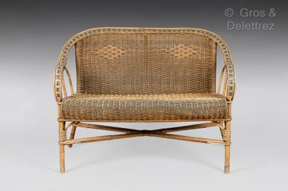 Two seater sofa and three wicker armchairs...