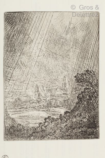 null Alphonse LEGROS (1837 – 1911)

-Le coup de vent. 16 x 9,2 cm signé

-Arbres...