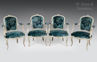 Suite of four armchairs. Louis XV period....